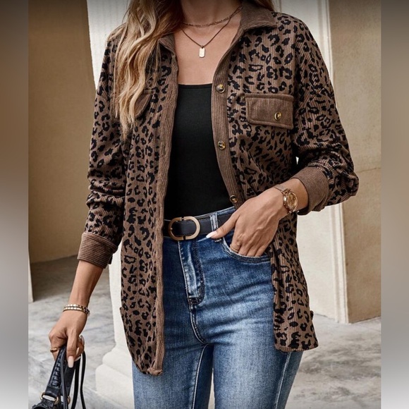 Jackets & Blazers - Leopard Print Brown Jacket